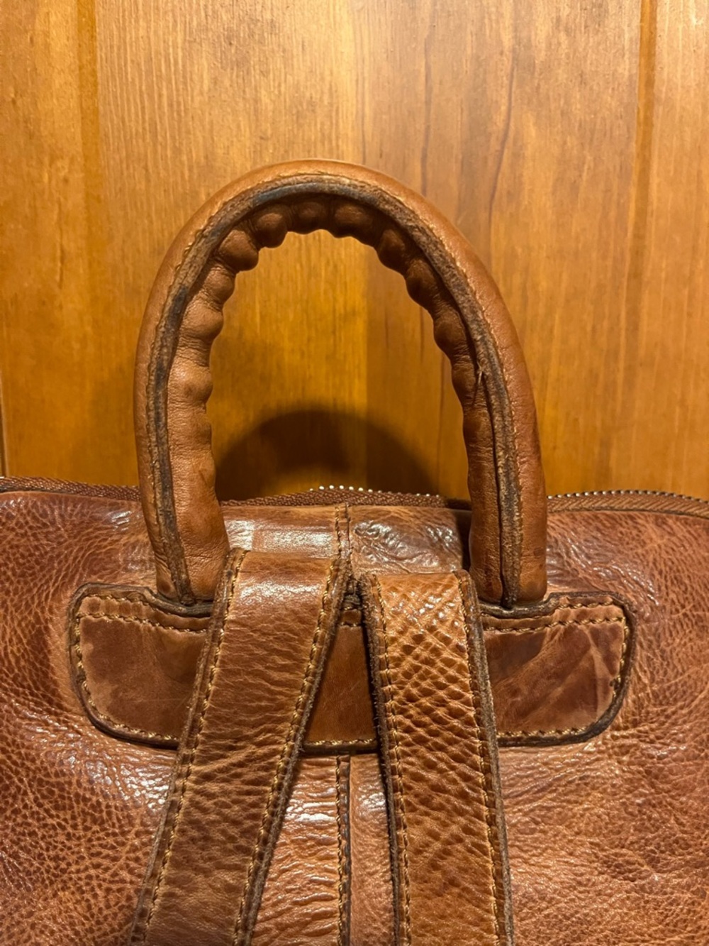 Vilenca Holland Leather Backpack in Cognac Brown - Picture 4 of 9